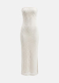 Μίντι στράπλες φόρεμα από δαντέλα